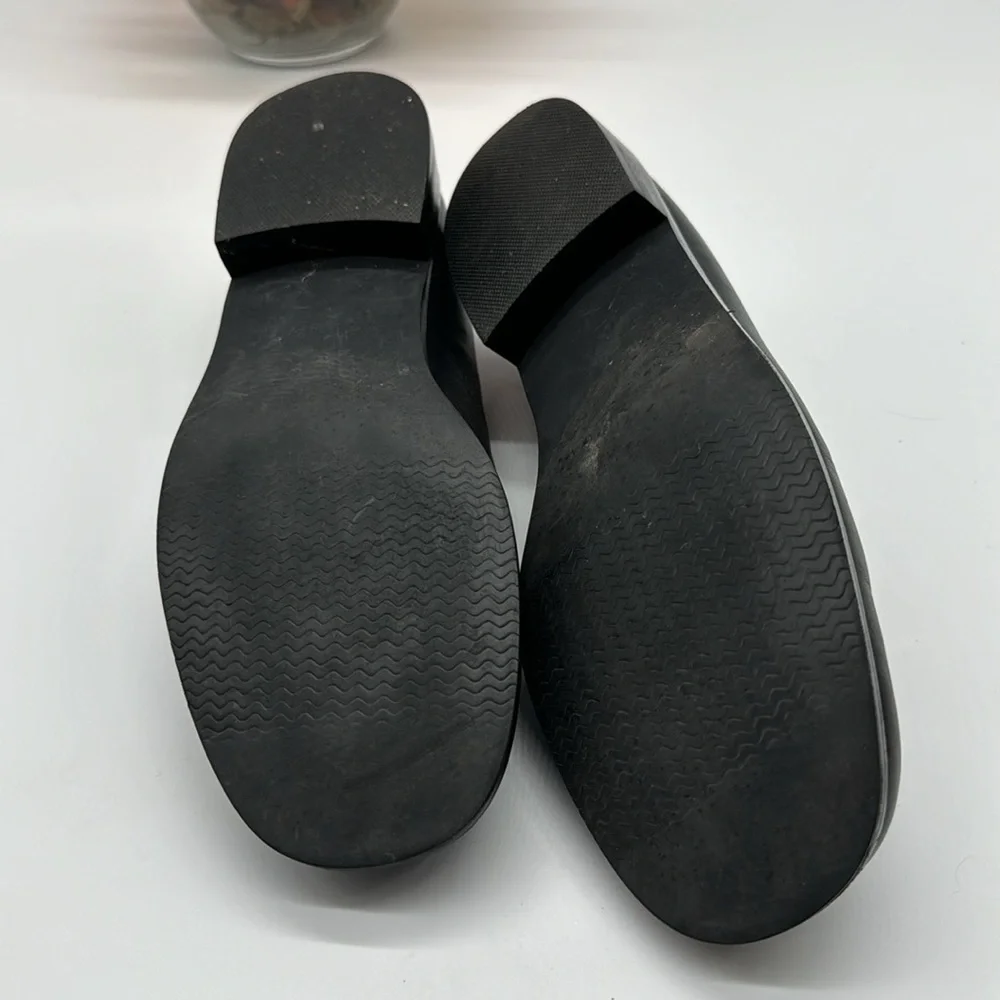 Lands' End Black Leather Rounded Toe Flats